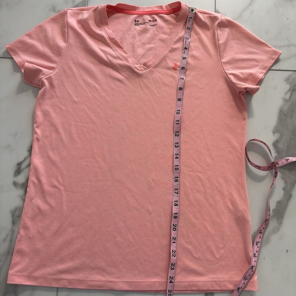 Under Armour Pink Heat Gear Loose Fit V-Neck T-Shirt Women's Size Medium - Picture 5 of 7
